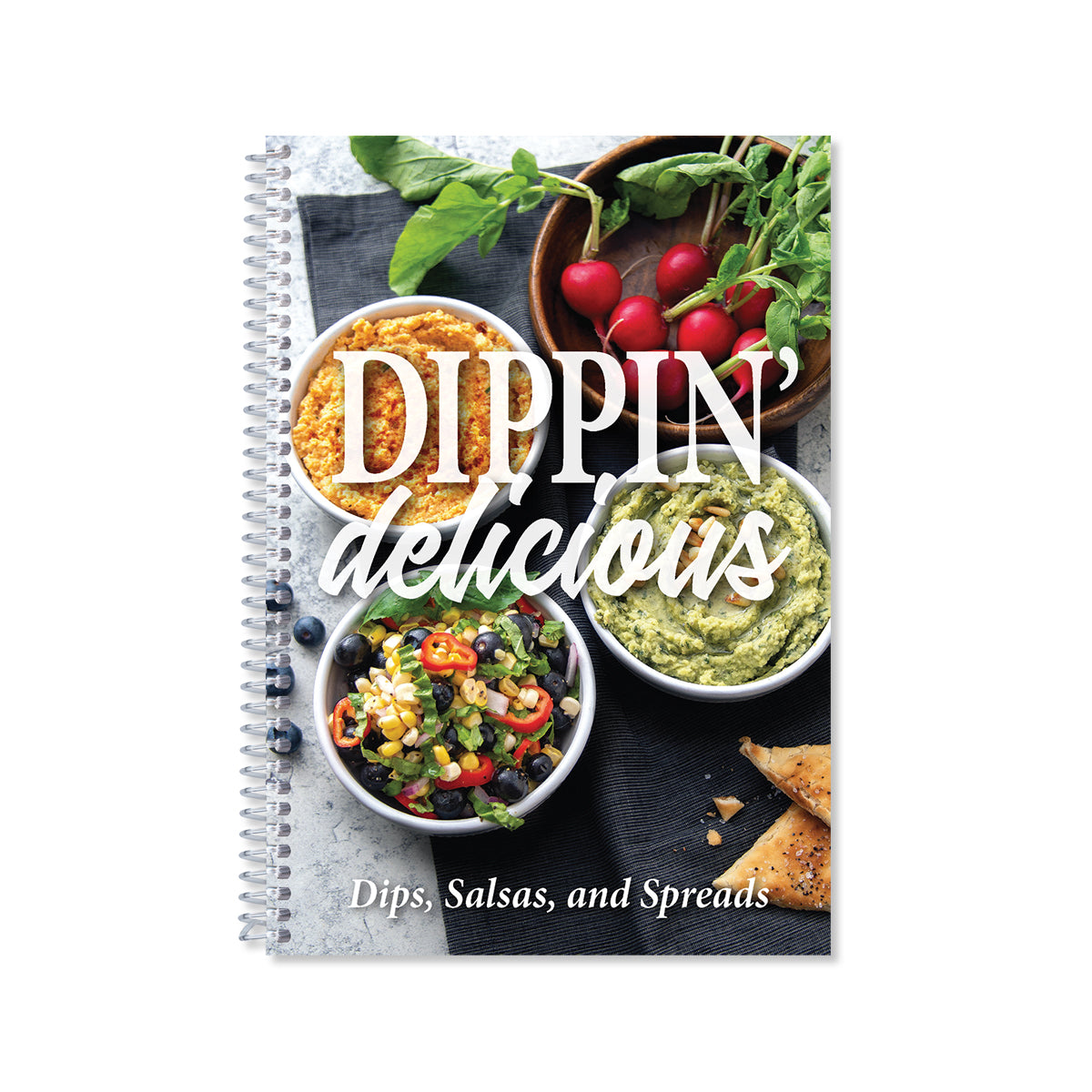 Dippin Delicious Book cover with 3 dips, garnishes, and more. 