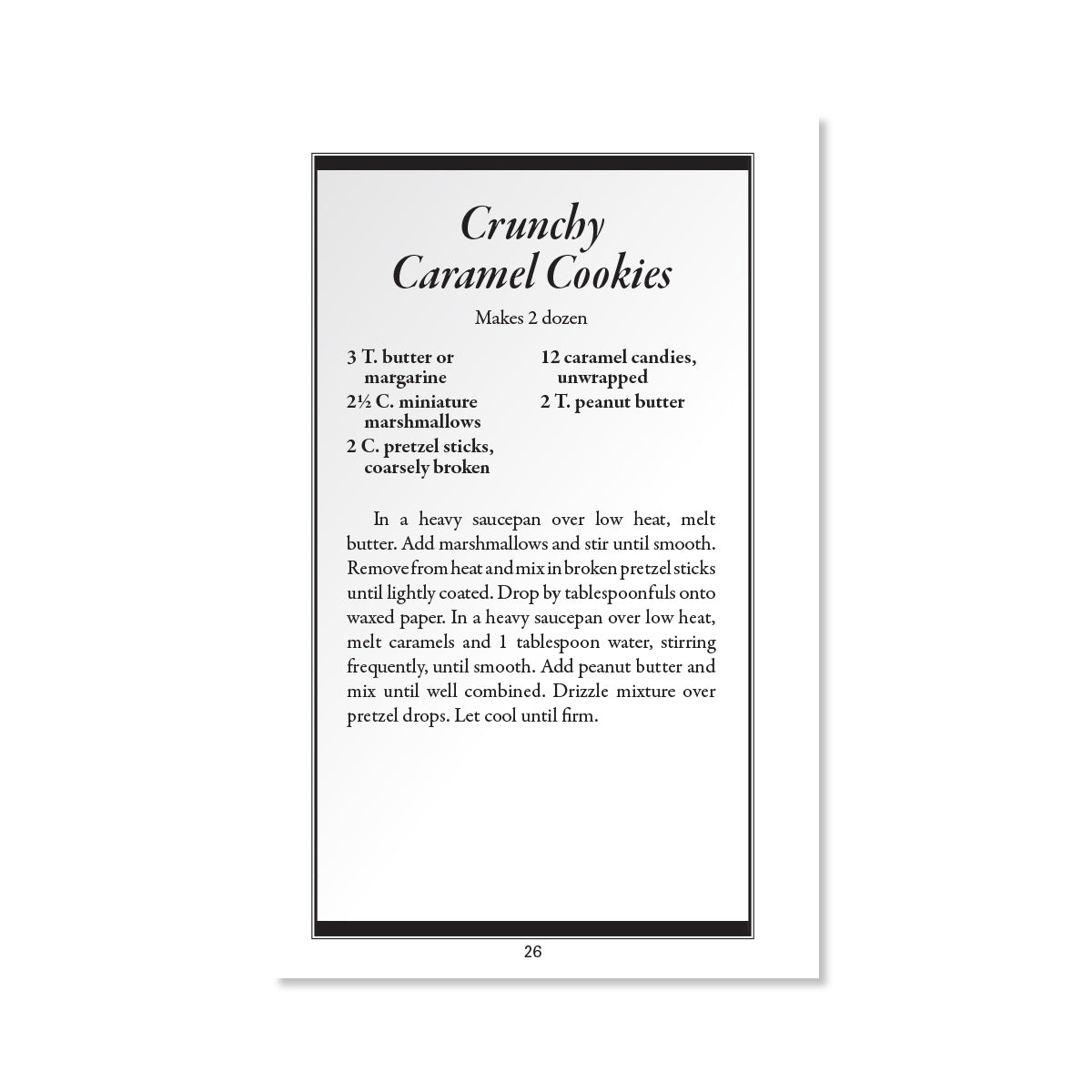 Page 26 showing the Crunchy Caramel Cookies recipe.