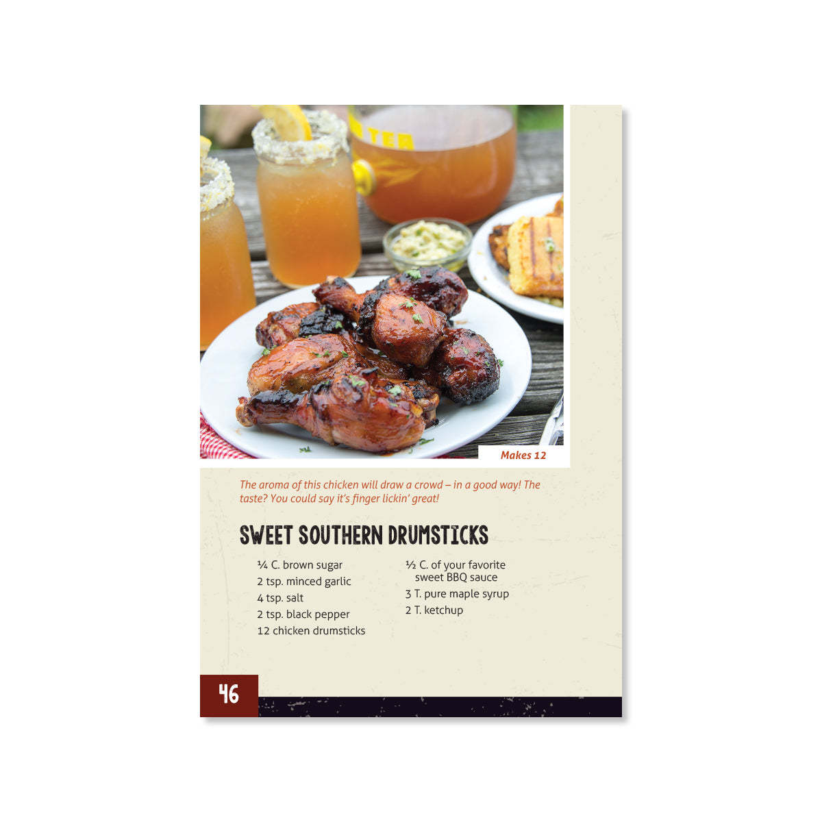 Page 46 showing Sweet Southern Drumsticks, makes 12.