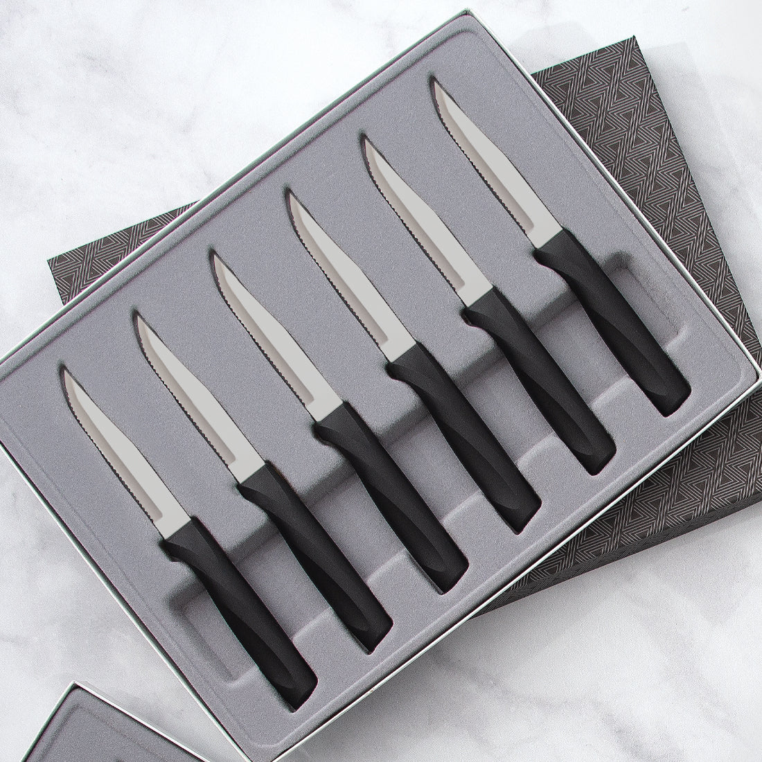 Rada Cutlery Utility Steak Knives Gift Set Stainless Steel Blades with  Aluminum, Set of 6, 8-1/2 Inches, Silver Handle