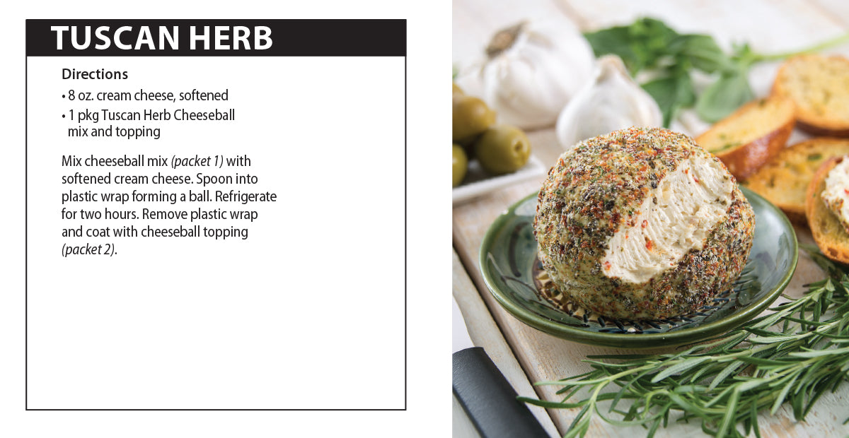 Tuscan Herb Cheeseball directions.