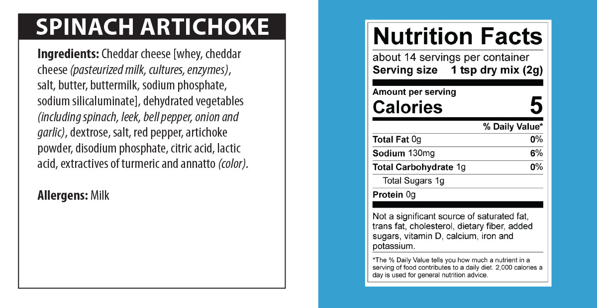 Spinach Artichoke Dip nutrition facts.