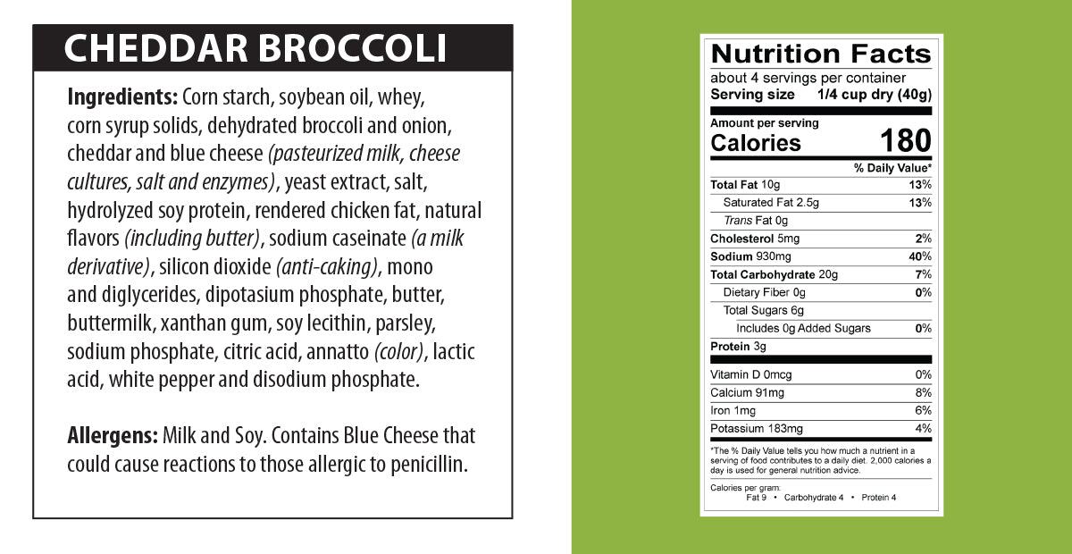 Cheddar Broccoli Soup nutrition facts.