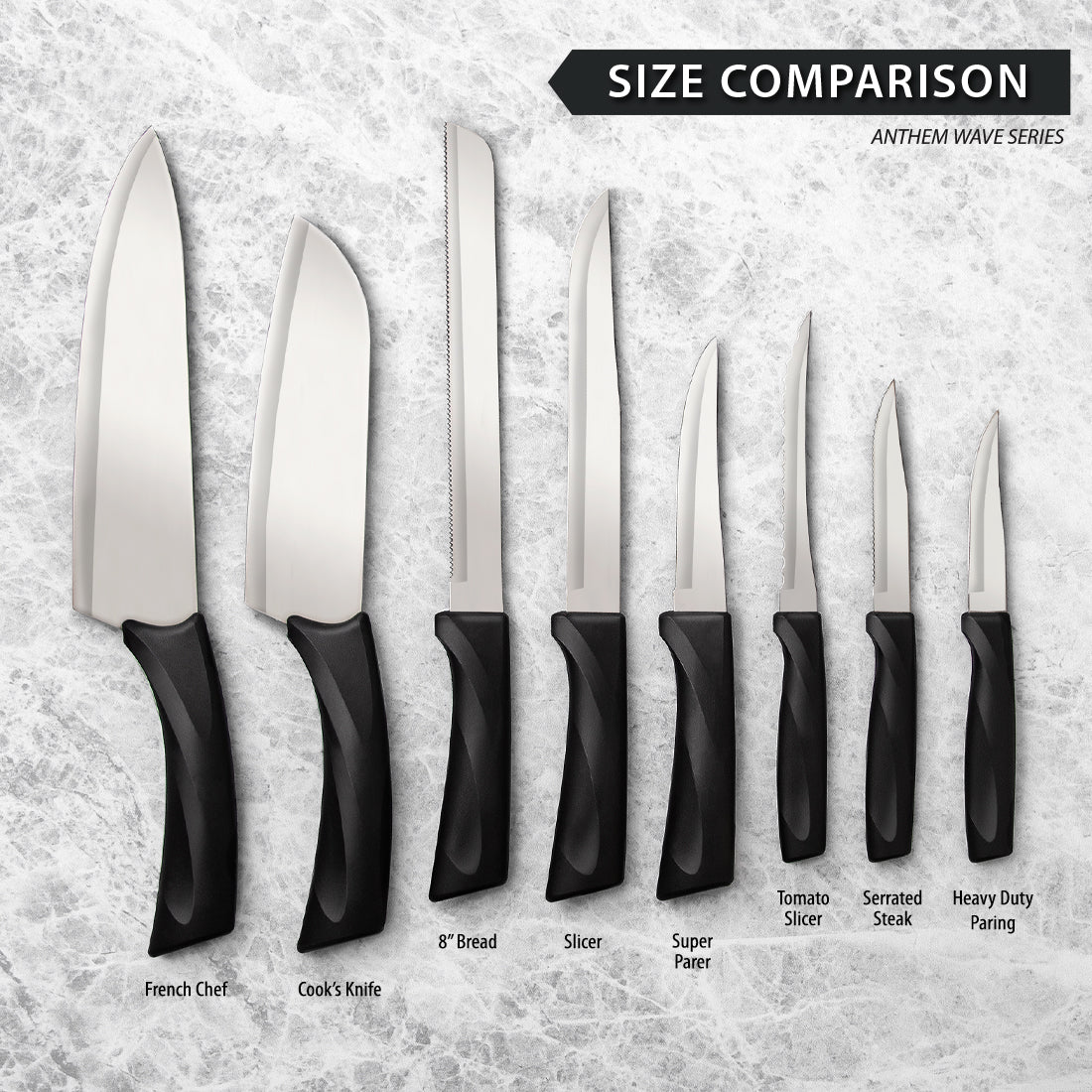 Rada Cutlery French Chef Knife Stainless Steel Blade Resin Made in USA, 13  Inch, Black Handle