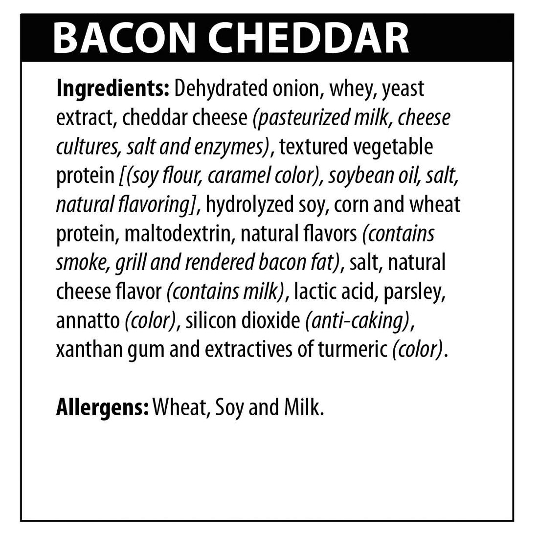 Bacon Cheddar Dip ingredients list