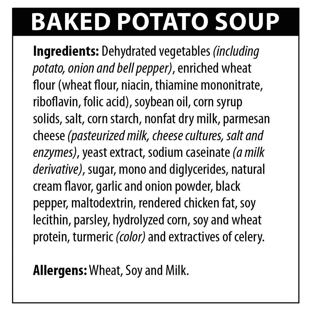 Baked Potato Soup ingredients list
