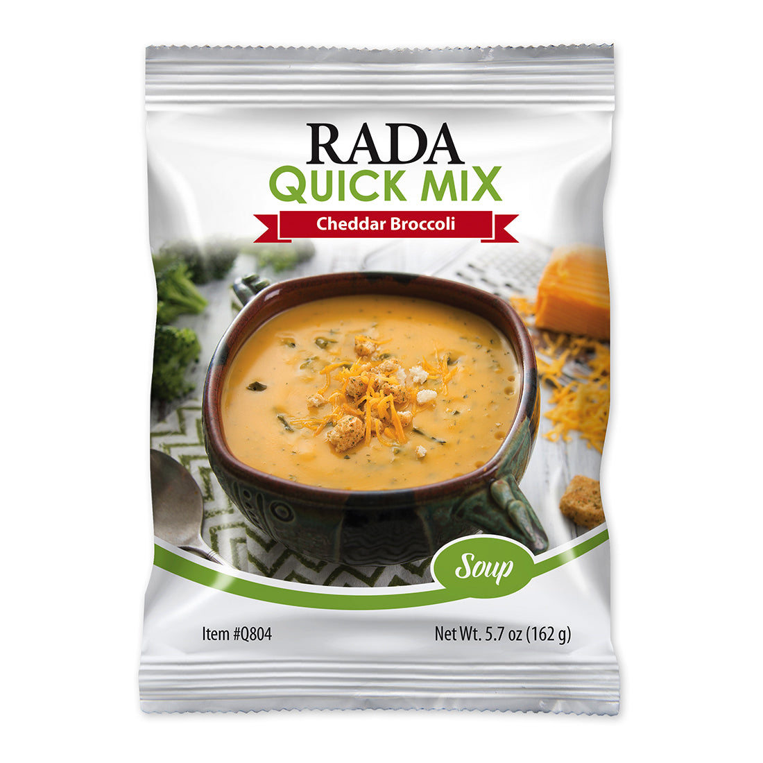 A packet of Cheddar Broccoli Soup quick mix