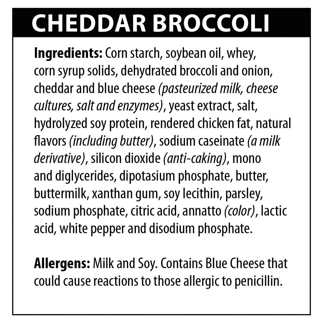 Cheddar Broccoli Soup ingredients list