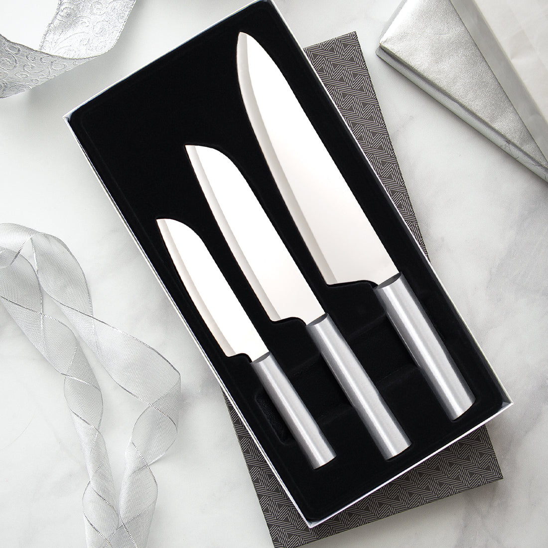  Rada Cutlery Cooking Essentials Knife Starter Gift 3 Piece Set  Resin Stainless Steel, 8 7/8 Inches, Black Handle: Block Knife Sets: Home &  Kitchen