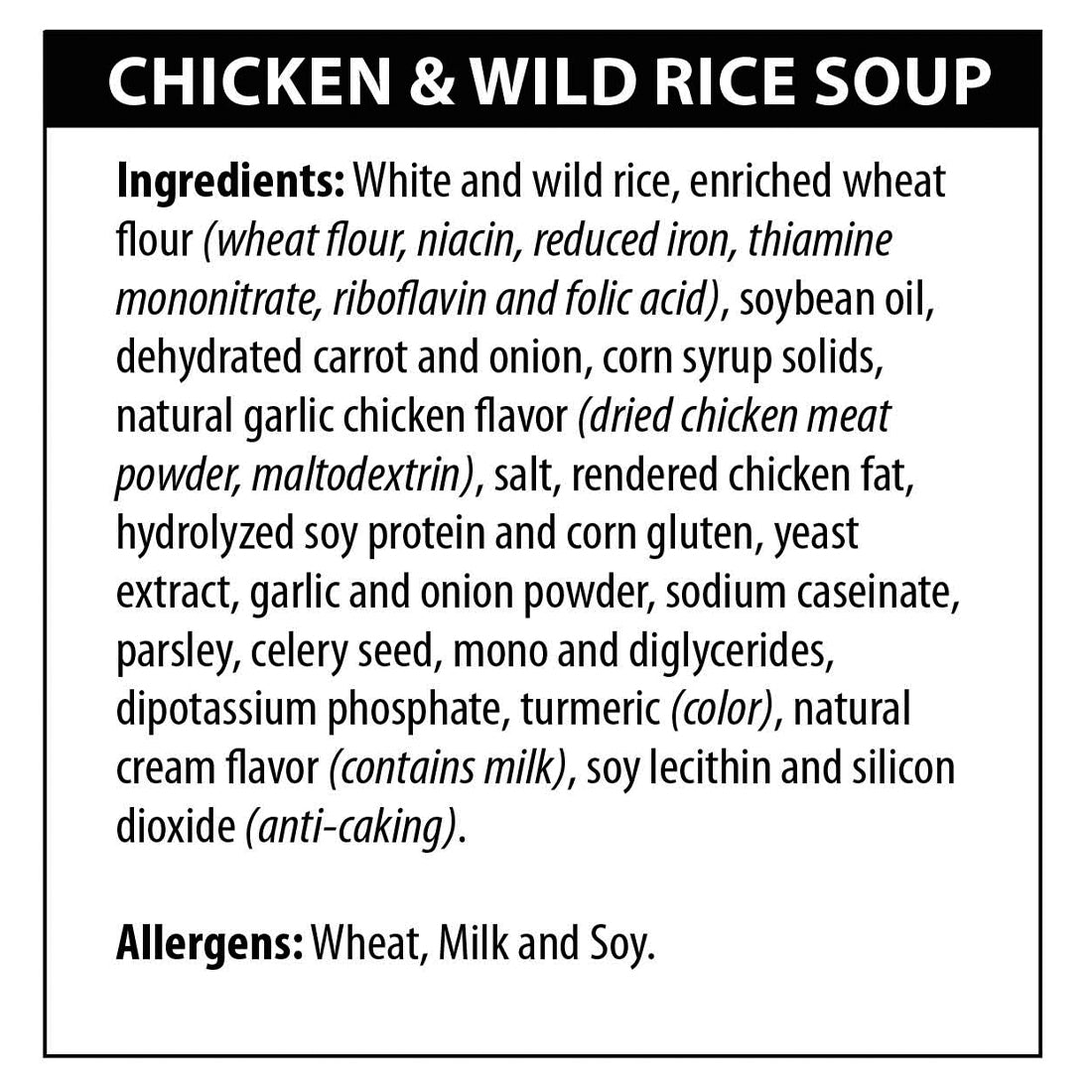 Chicken &amp; Wild Rice Soup ingredients list