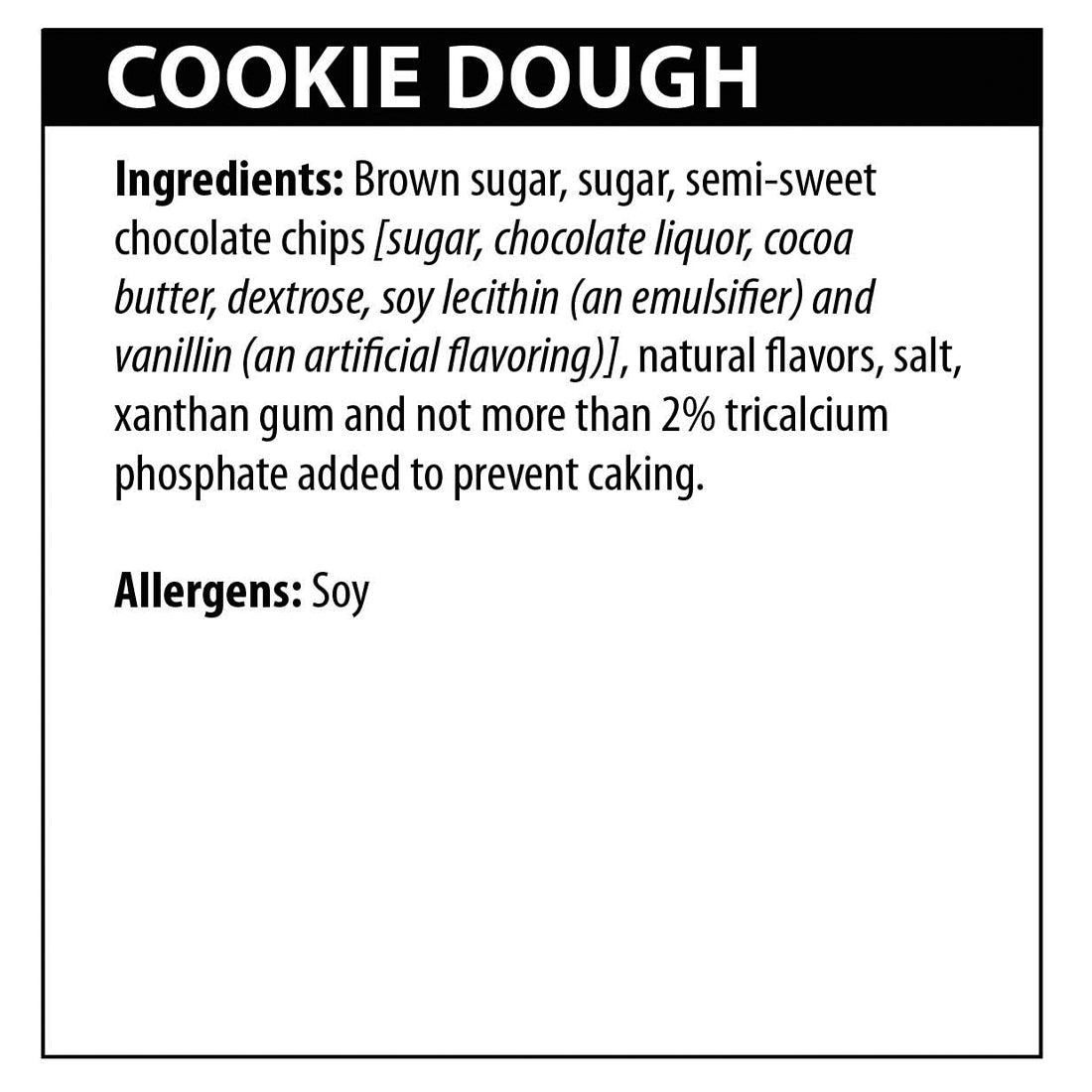Cookie Dough Sweet Dip ingredient list