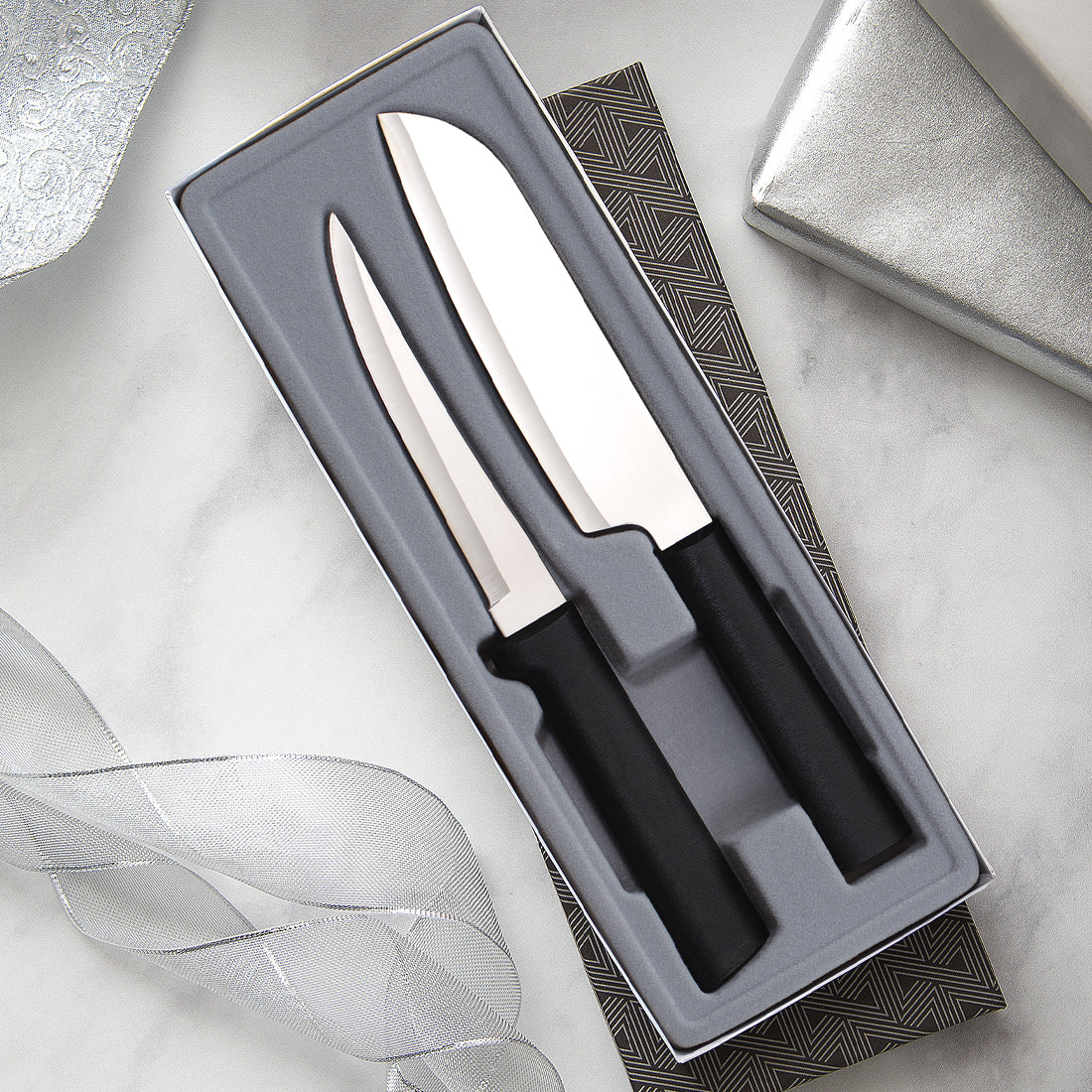  Rada Cutlery Knife 7 Stainless Steel Kitchen Knives Starter  Gift Set with Brushed Aluminum Made in USA, Silver Handle: Boxed Knife  Sets: Home & Kitchen