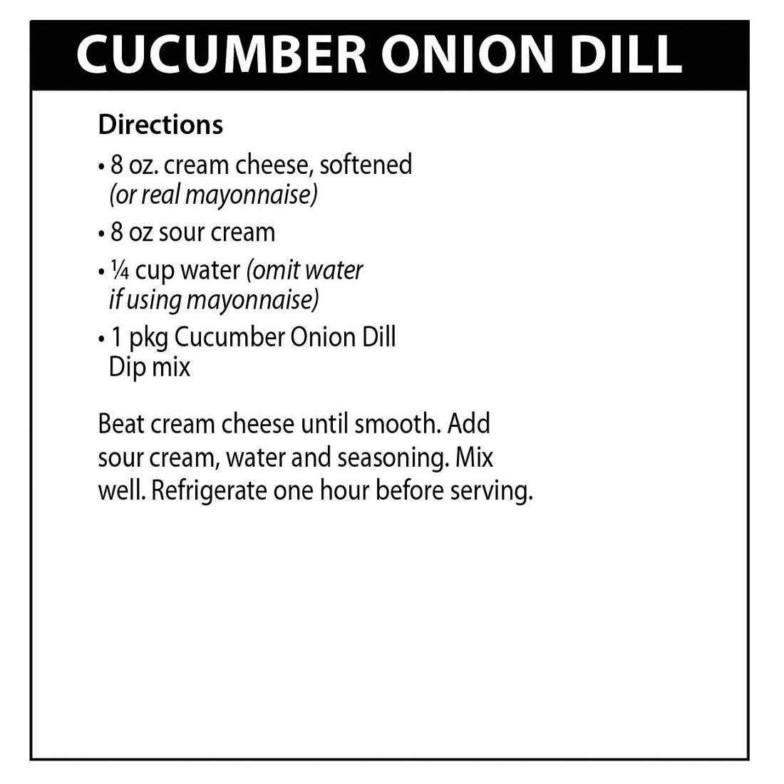 Cucumber Onion Dill Dip directions