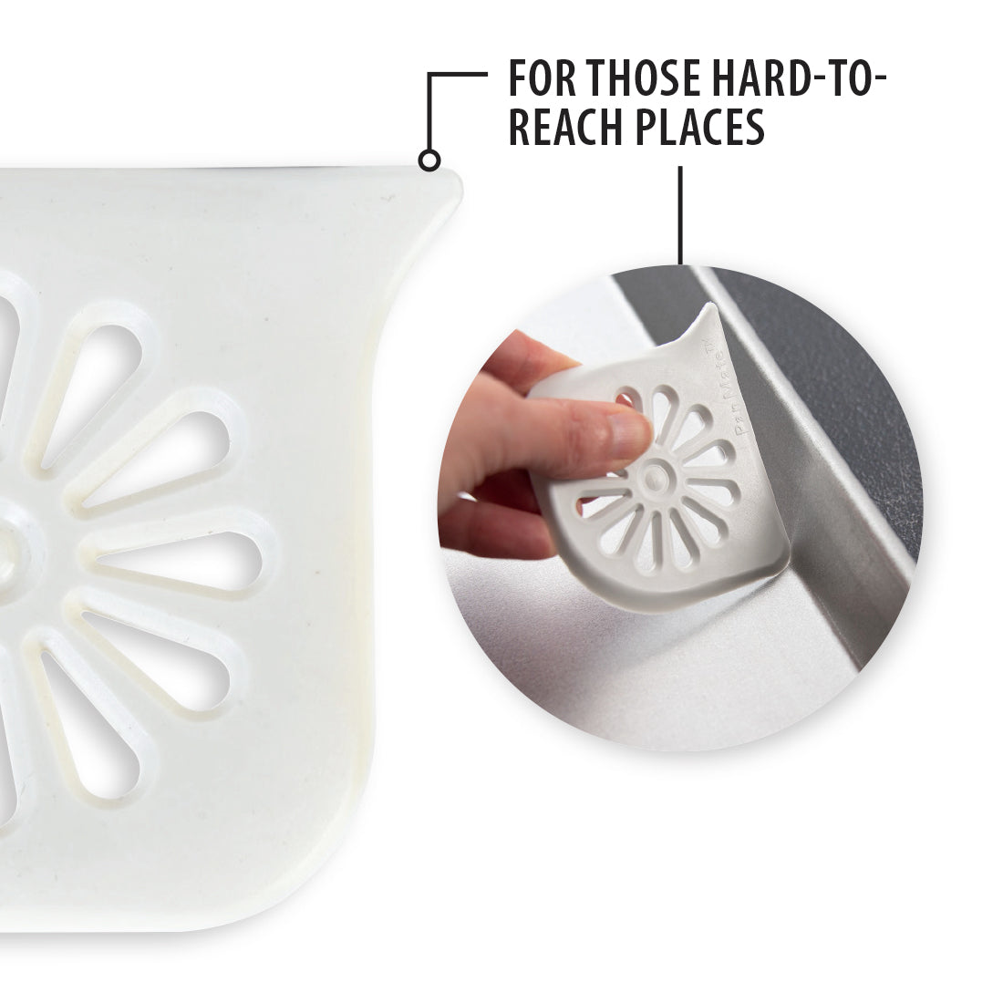 A Daisy PanMate Scraper being used to scrape egg from the bottom of a pan