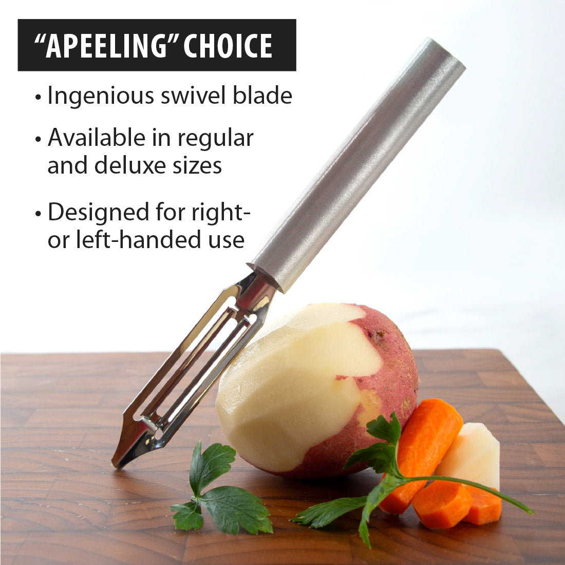Rada Cutlery Deluxe Vegetable Peeler Stainless Steel Blade, 8-3/8 Inches, Black
