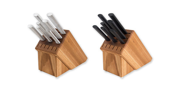 Essential Oak Block Knife Set with Steak Knives PLUS Free Sharpener