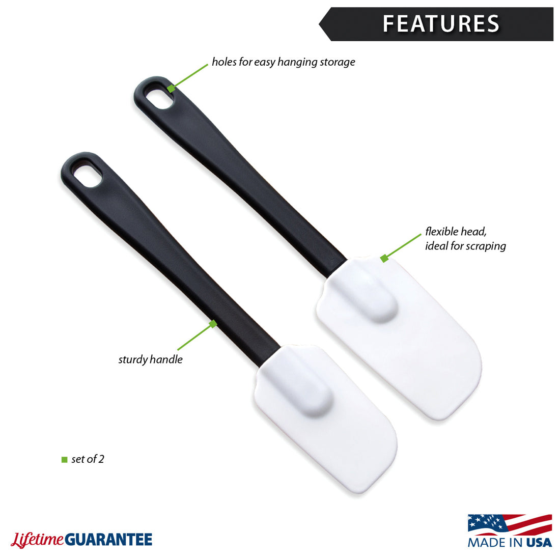5-Piece Flexible Plastic Spatula Set – Kitchen Scrapers For Baking, Mixing, Icing – Dishwasher Safe, White