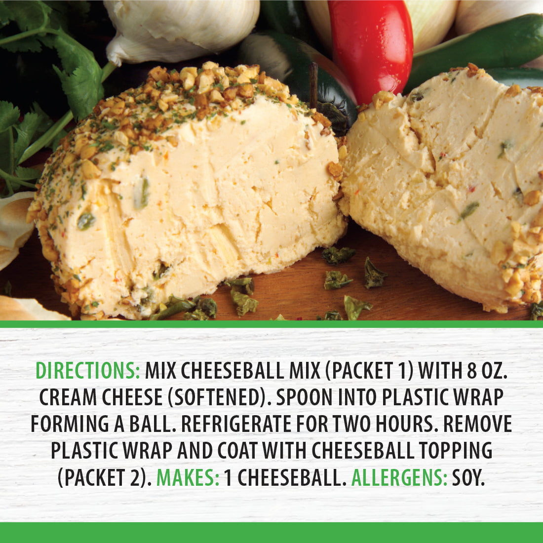 A close up shot of a Jalapeno Cheeseball