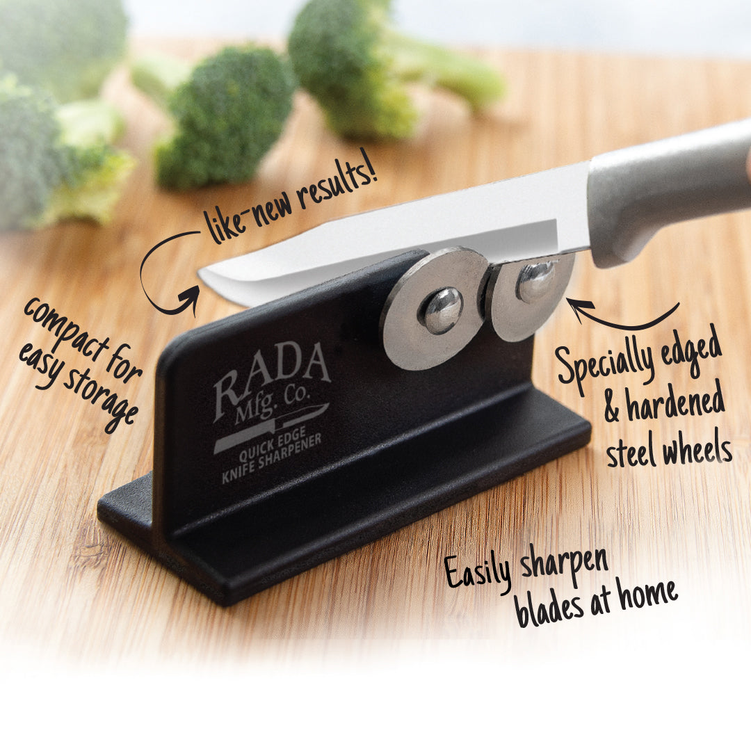 Rada Cutlery Quick Edge Knife Sharpener – Stainless Steel Wheels Made in  the USA, 4 Pack