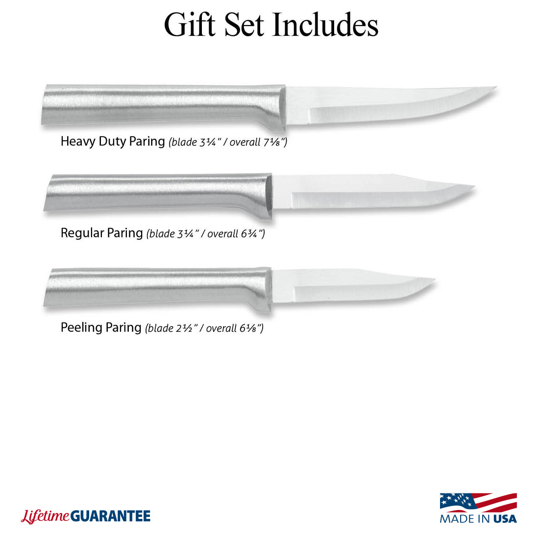 Choice 3 1/4 Paring Knife Set with 1 Serrated and 2 Smooth Edge Knives  with White Handles