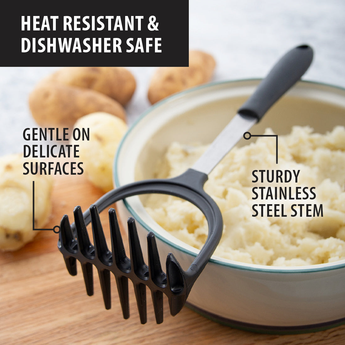  Stainless Steel Hand Potato Masher - Metal Mini Food