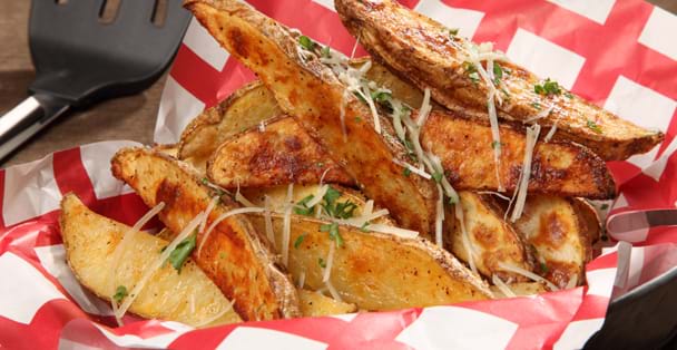 A basket of potato wedges.