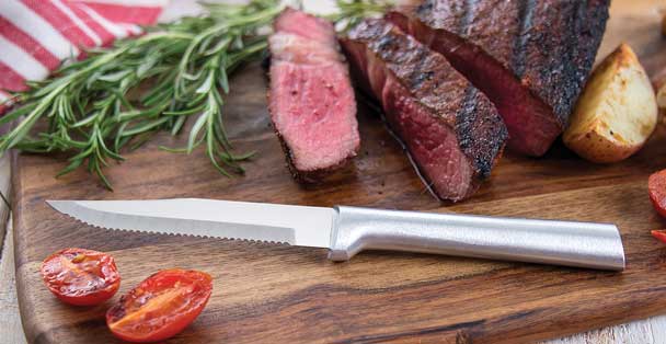Rada Cutlery Serrated Steak Knife Set Stainless Steel Knives Set of 6, Black