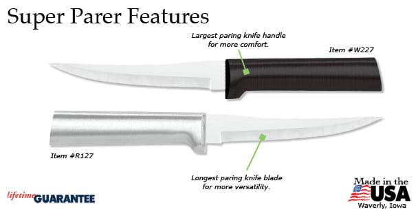 Rada Cutlery Anthem Series Super Parer Paring Knife Stainless Steel Blade with Ergonomic Black Resin Handle - 9 Inches